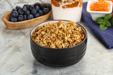 Granola museli cereal for breakfast