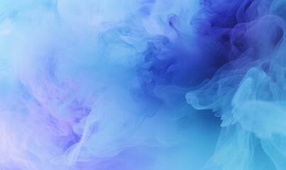 Color fog texture. Smoke cloud. Ink water. Ethereal haze. Blue glowing explosion mist floating abstract art background with free space, Generative AI 