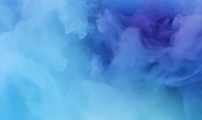Fototapeten Color fog texture. Smoke cloud. Ink water. Ethereal haze. Blue glowing explosion mist floating abstract art background with free space, Generative AI  © Photo Emporium
