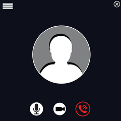 videocall, live webinar app interface. Remote meeting app window, interface frame or group videocall program vector layout. Team video conference application display