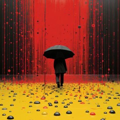 Fashion Umbrella City Walking Black Woman, Flat Design Style, Pop Art , Wallpaper Pictures, Background Hd