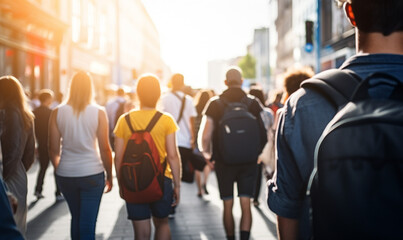 Fototapeta premium group of people walking in the city