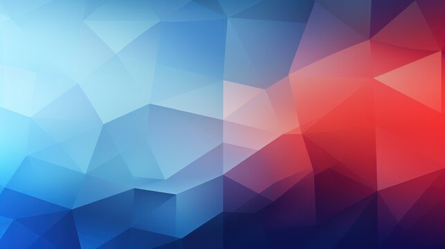  a blue, red and white abstract background with low polygonic shapes and a red center on the left side of the image.