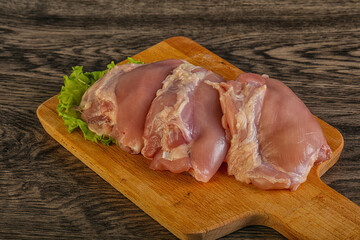 Raw chicken boneless and skinless leg