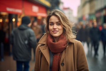 Portrait of a young woman on the street in Paris, France