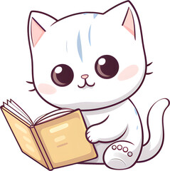 Reading cat, book, reading, studying, cat, animal