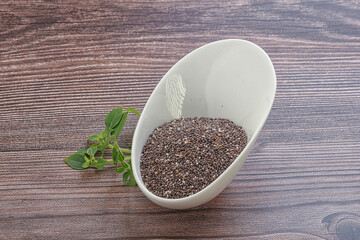 Dietary chia seeds in the bowl