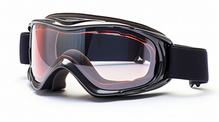 Black ski glasses or sunglasses isolated on white background - obrazy, fototapety, plakaty