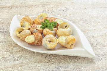 Delicous baked snail with butter - Escargot