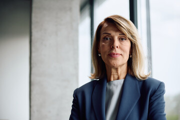 Portrait of mature businesswoman looking at camera.