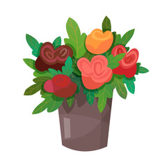 Vector beautiful flowers in the garden on white background