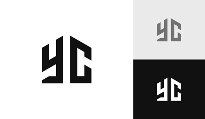 Letter YC initial with house shape logo design