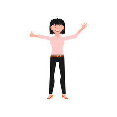 vector woman with pose and pink clothes cute