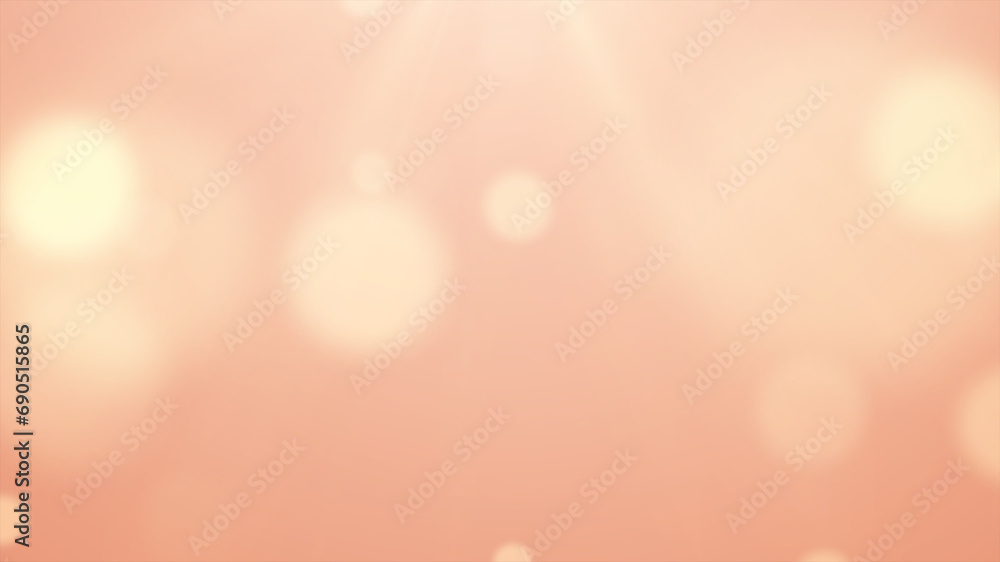 Poster abstract blurred bokeh particles on peach fuzz tone background.