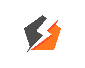 Electricity symbol inside the pentagon logo