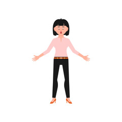 vector woman with pose and pink clothes person