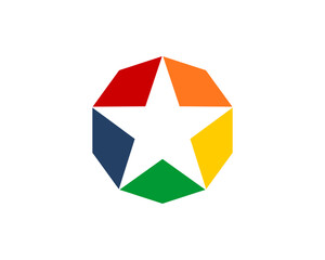 Star inside the 10 sided polygon vector icon logo