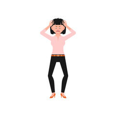 vector woman with pose and pink clothes illustration