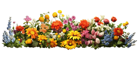 colorful flower garden in full bloom isolated on transparent background - Powered by Adobe