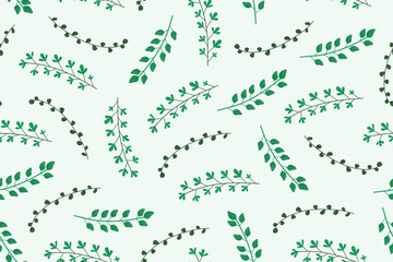 vector hand drawn abstract green leaf pattern