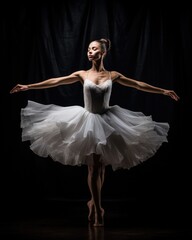 Fototapeta premium A woman in a white dress is posing for a picture. Generative AI.