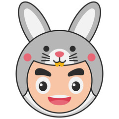 Cute Hare Animal Head Avatar Illustration