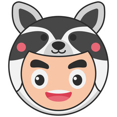 Cute Raccoon Animal Head Avatar Illustration