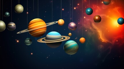  an image of a solar system with all the planets in the solar system, including the sun, the earth, and the moon.