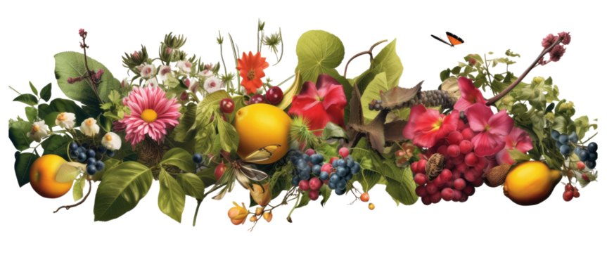 elements plants flowers botanical isolated on transparent background