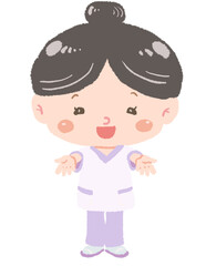 黒髪のセラピストの全身立ち姿　ポーズ