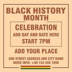 Black history month celebration flyer poster or social media post design - obrazy, fototapety, plakaty