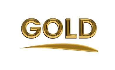 Gold 3d like emboss text sign in transparent background