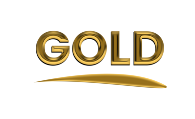 Gold 3d like emboss text sign in transparent background