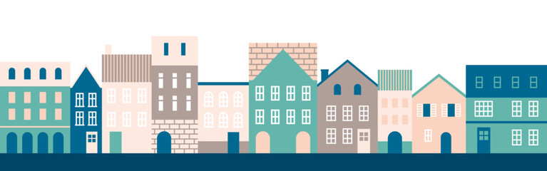 背景素材_ヨーロッパ風のかわいい町並み