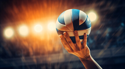 Close up of Volleyball spiking and hand blocking