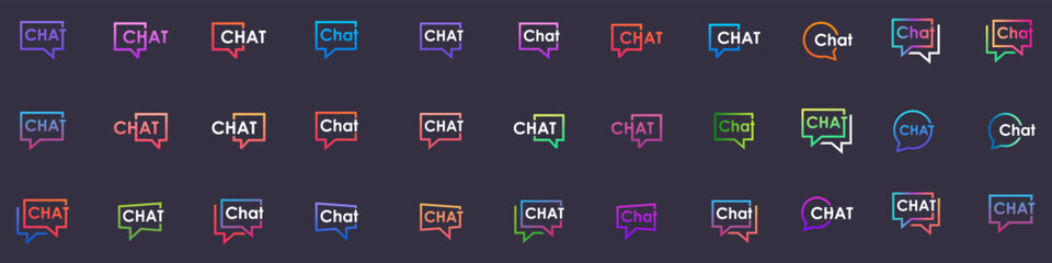 Text Logo design Typography Chat, Symbol Message Talk Communication Logo Design Inspiration - obrazy, fototapety, plakaty