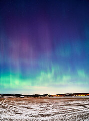 Northern lights over fields