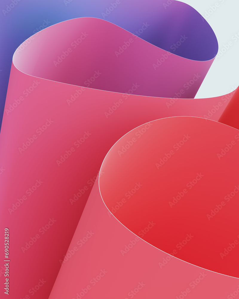 Poster pink purple blue gradient wave pattern fold texture wallpaper design curve line 3d illustration rend