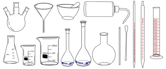 Chemical Lab Equipment Icon Set 