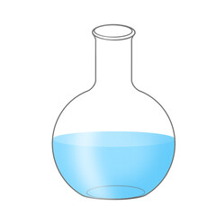 Chemical Lab Equipment Icon Set : Round Bottom Flask with Water