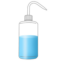 Chemical Lab Equipment Icon Set : Wash Bottle with Water