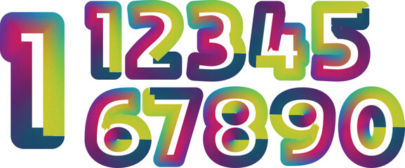 Golden Number 3D Style Font. One to Nine Isolated Letters. Birthday golden numbers Vector design elements. Golden numbers set. Vector 3d illustration