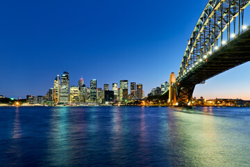 Sydney. New South Wales. Australia. The Harbour Bridge and Central Business District (CBD) at sunset