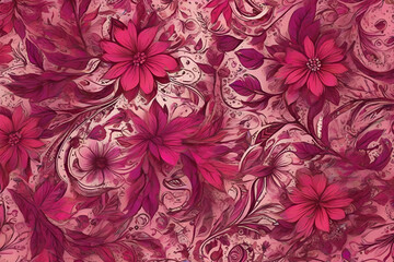 vintage flower background, floral theme in pink, magenta and red color