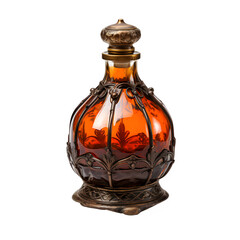 antique medicinal potion bottle isolated on transparent background ,vintage perfume bottle ,generative ai