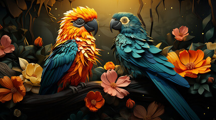 Obraz premium Design an engaging flat backdrop for World Wildlife Day with showcasing the Amazon rainforest. Generative ai.