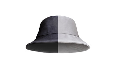 black white bucket hat PNG transparent