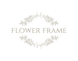 Floral border. Hand drawn frame of wildflowers. Graphic element for wedding invitations, business sign.