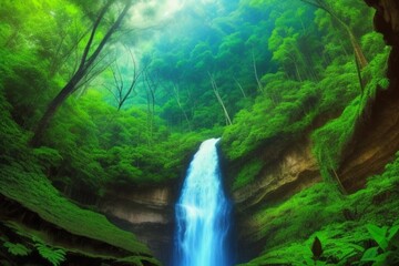 Naklejka na ściany i meble waterfall in jungle