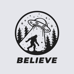 free vector UFO Flying Saucer Tattoo t-shirt design.